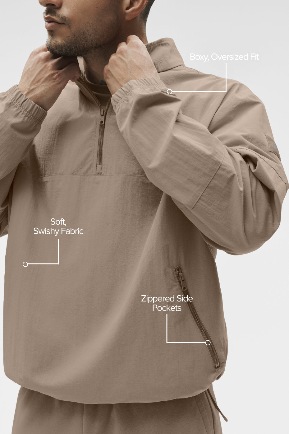 Light Weight Takeaway Track Pullover - Gravel image 2