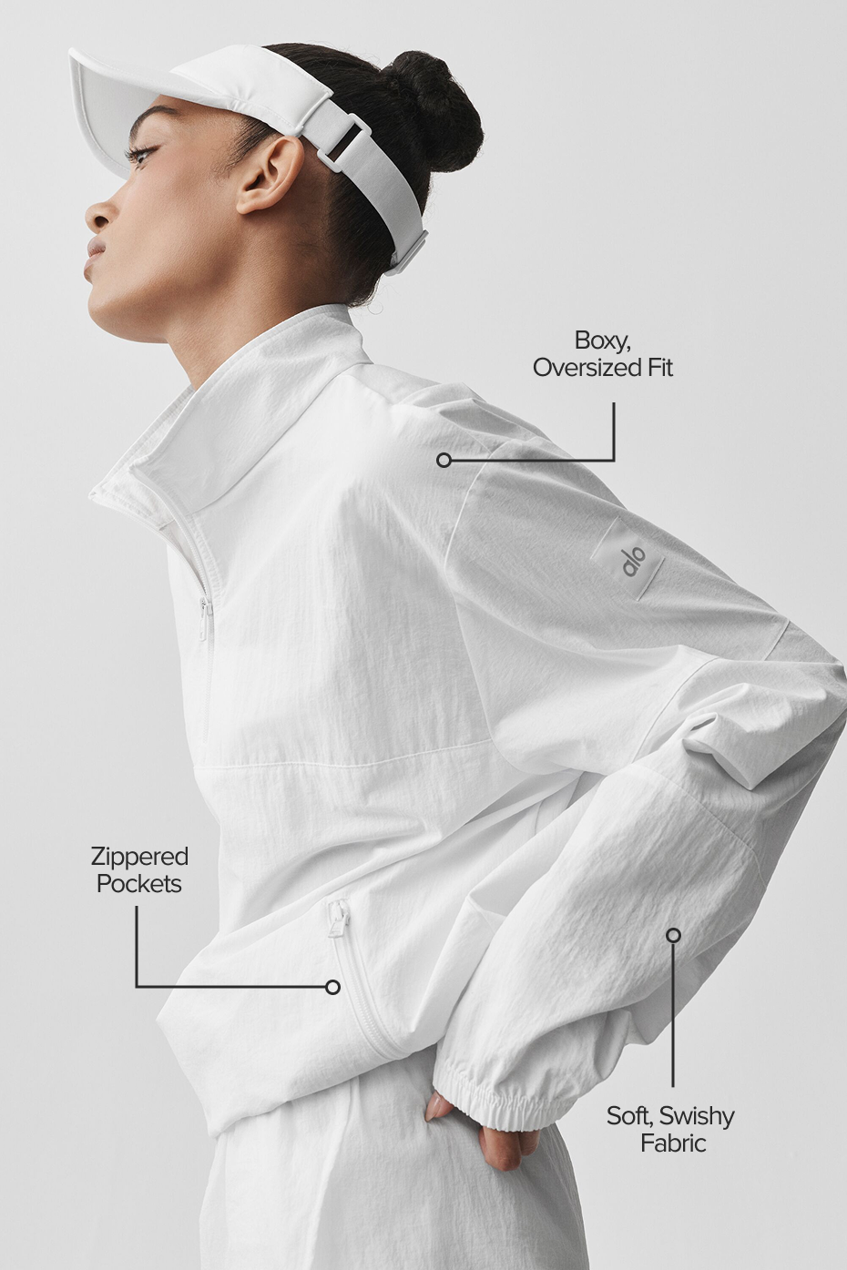 Light Weight Takeaway Track Pullover - White image 2