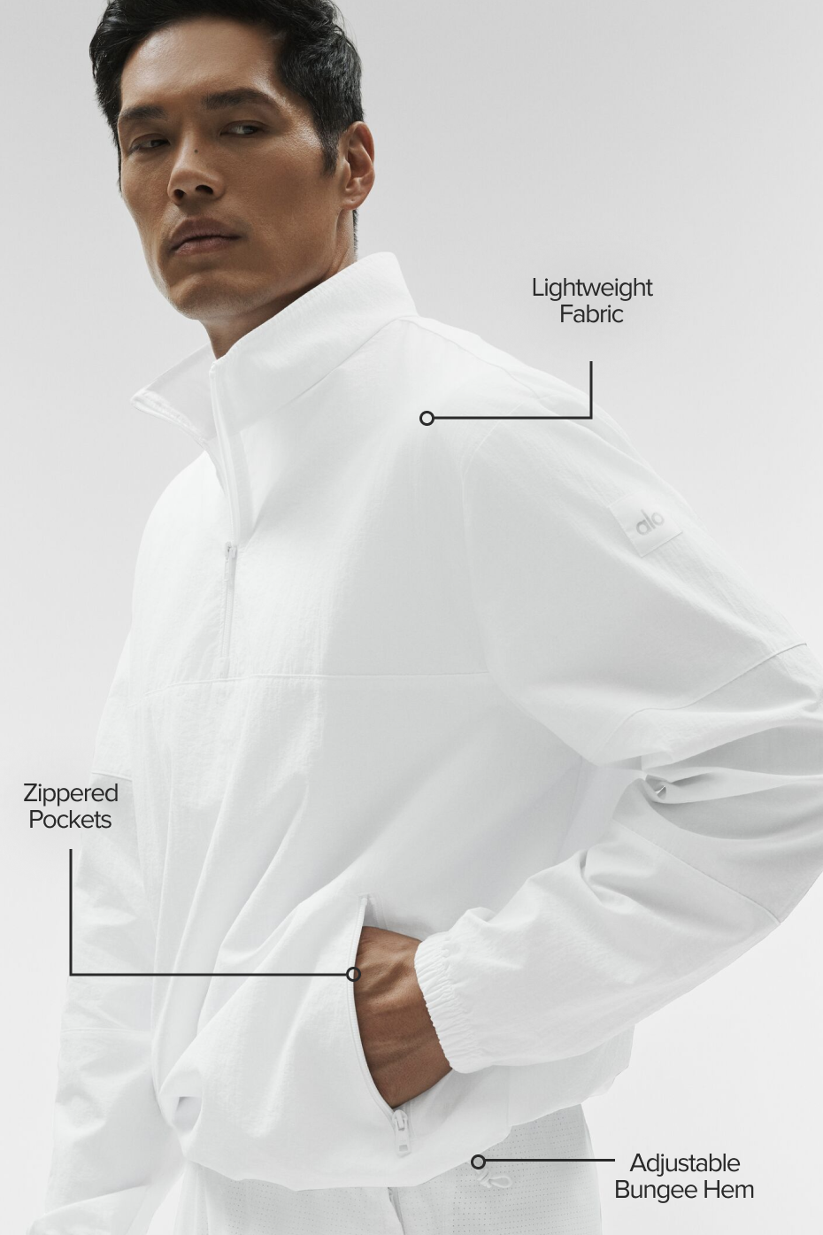 Light Weight Takeaway Track Pullover - White image 2