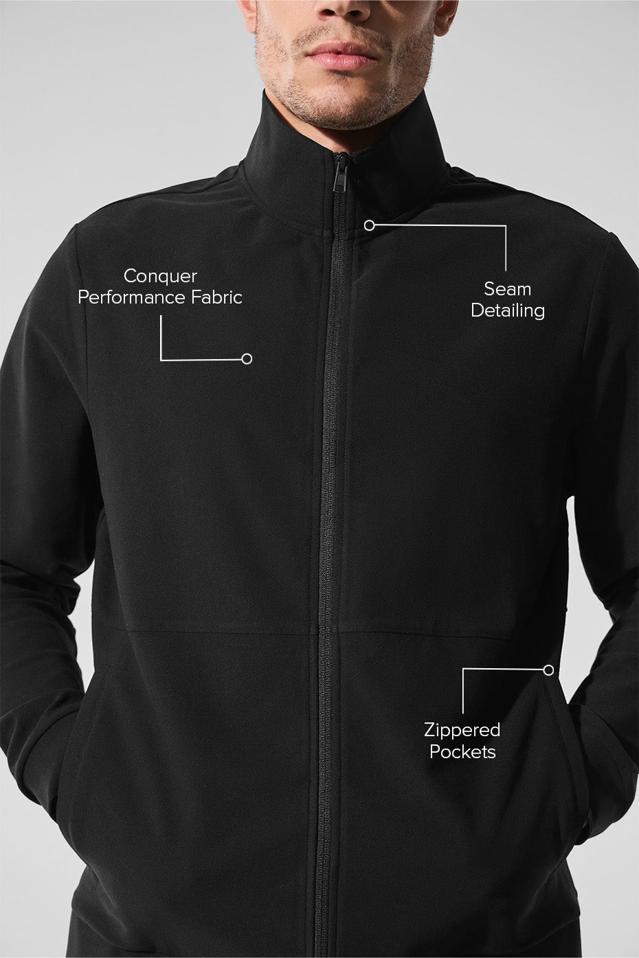 Conquer Max Mock Neck Full Zip - Black image 2