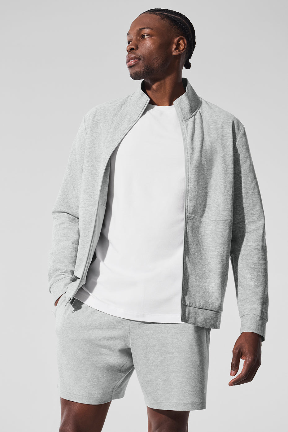Conquer Max Mock Neck Full Zip - Athletic Heather Grey image 4