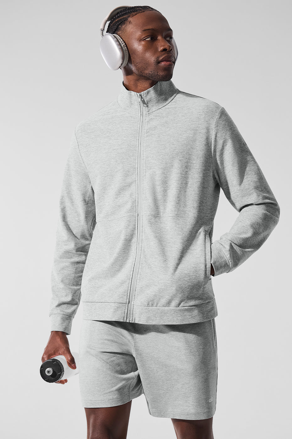 Conquer Max Mock Neck Full Zip - Athletic Heather Grey image 5
