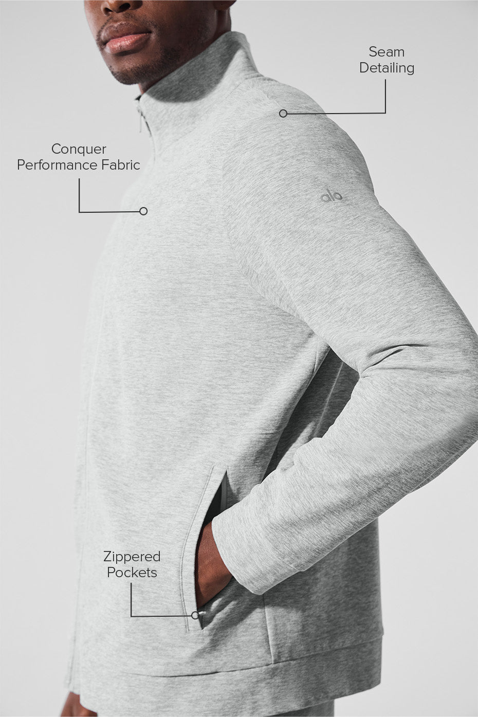 Conquer Max Mock Neck Full Zip - Athletic Heather Grey image 2