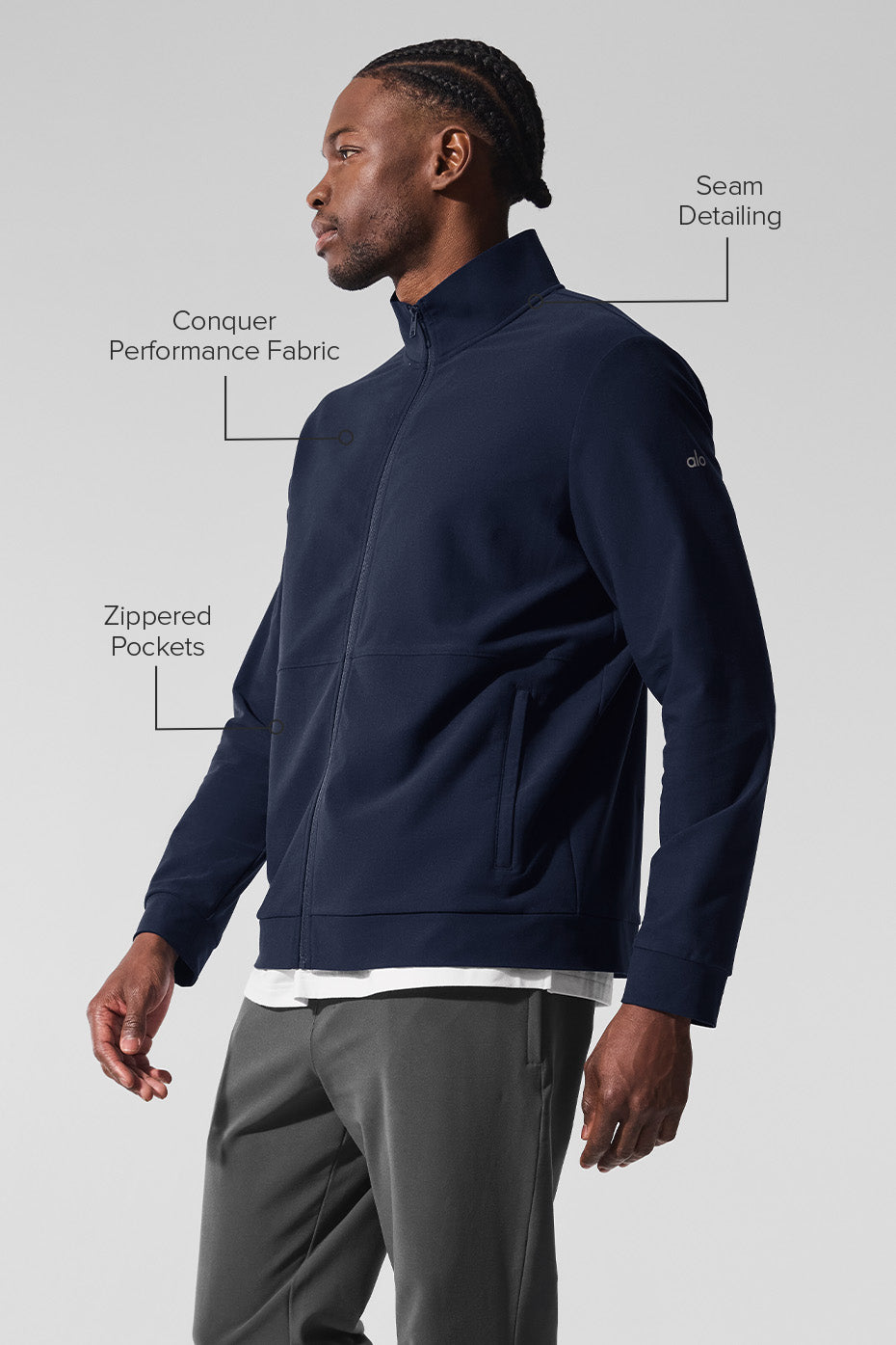 Conquer Max Mock Neck Full Zip - Navy image 2