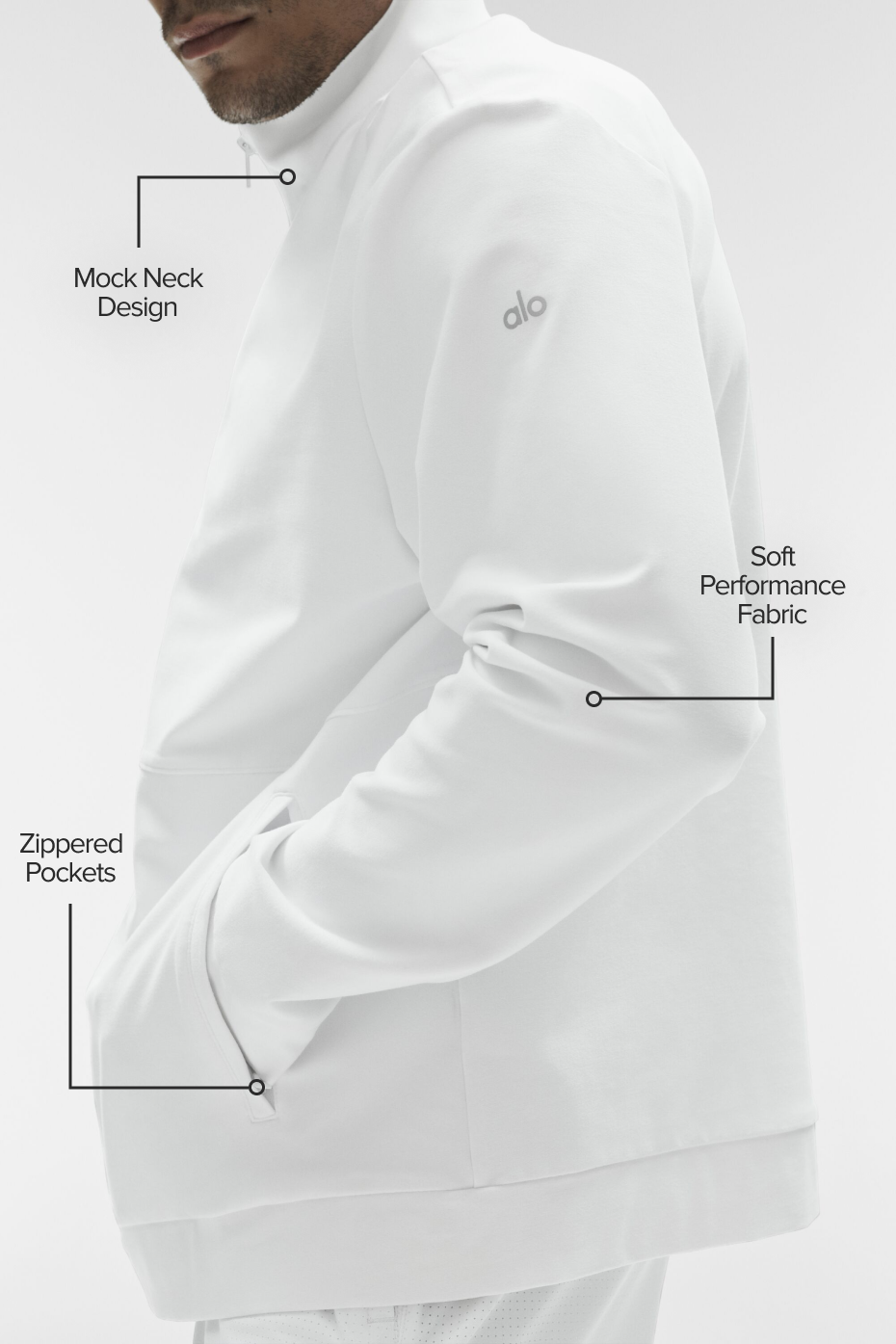 Conquer Max Mock Neck Full Zip - White image 2