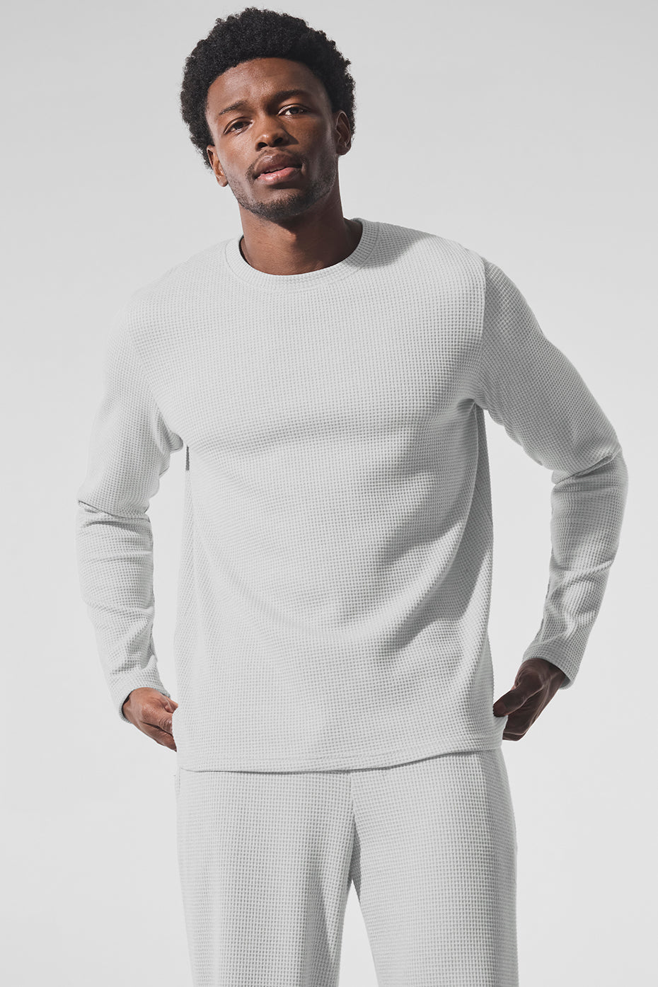 Elevate Waffle Long Sleeve Crew - Athletic Heather Grey image 1