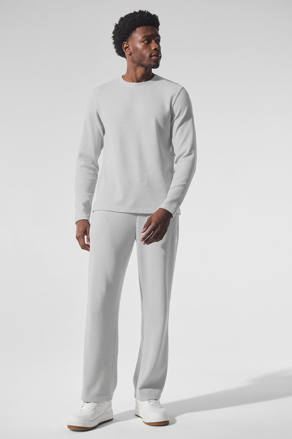 Elevate Waffle Long Sleeve Crew - Athletic Heather Grey image 4