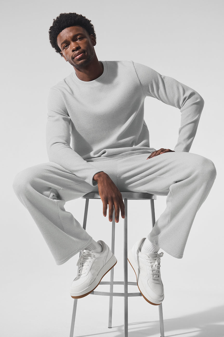 Elevate Waffle Long Sleeve Crew - Athletic Heather Grey image 5
