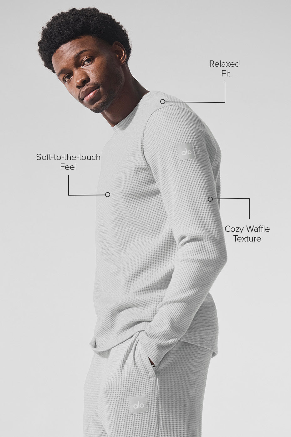 Elevate Waffle Long Sleeve Crew - Athletic Heather Grey image 2