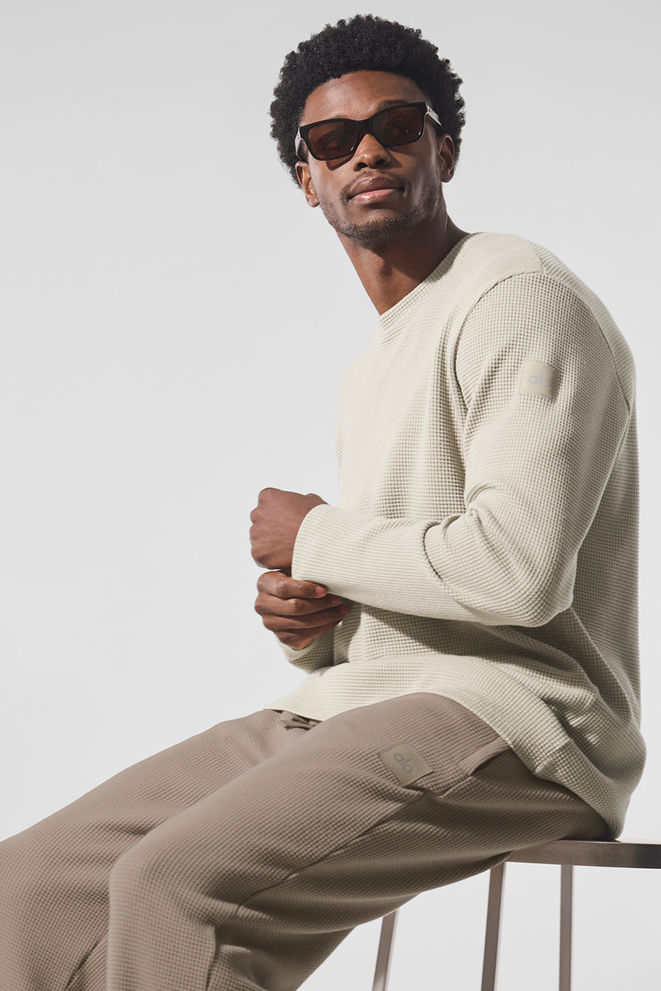 Elevate Waffle Long Sleeve Crew - Bone image 3