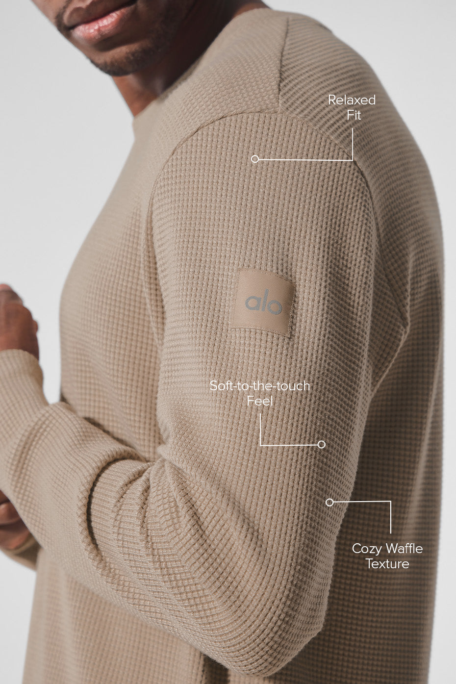 Elevate Waffle Long Sleeve Crew - Gravel image 2