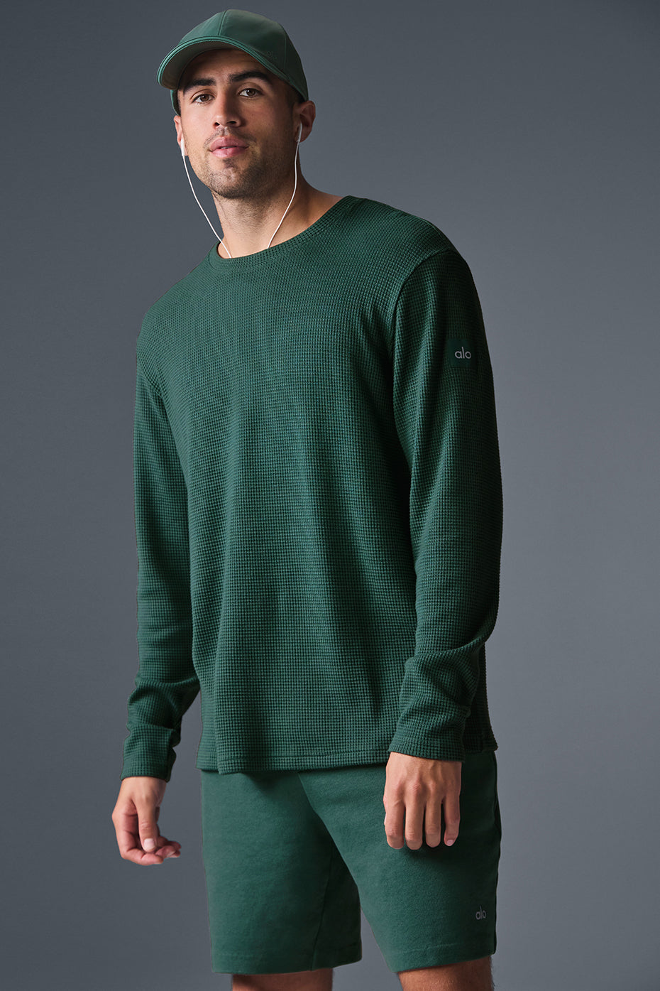 Elevate Waffle Long Sleeve Crew - Winter Ivy image 1