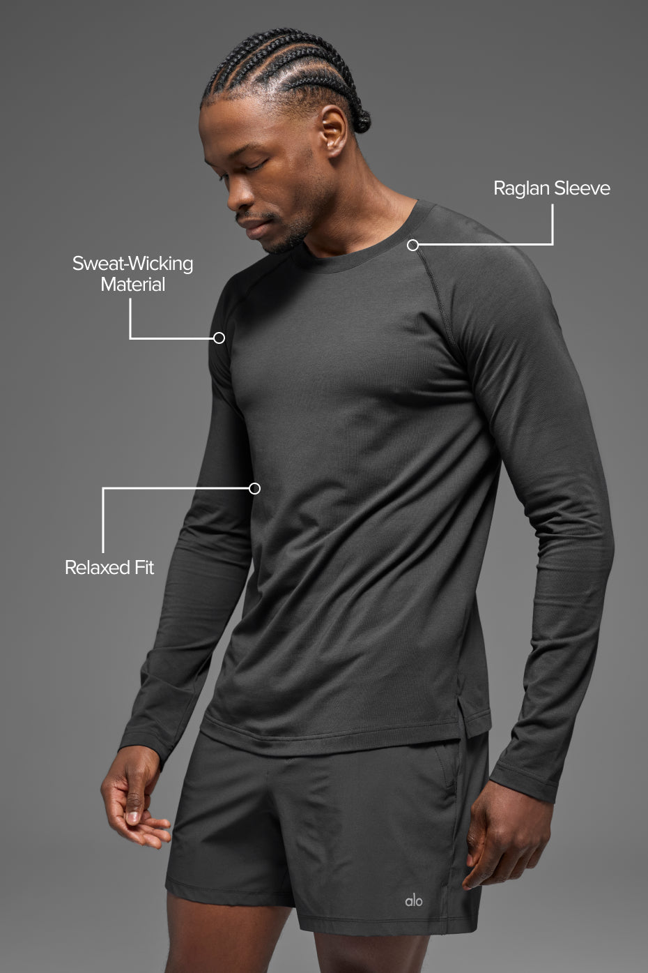 ALO Vapor Crewneck Long Sleeve - Anthracite image 2