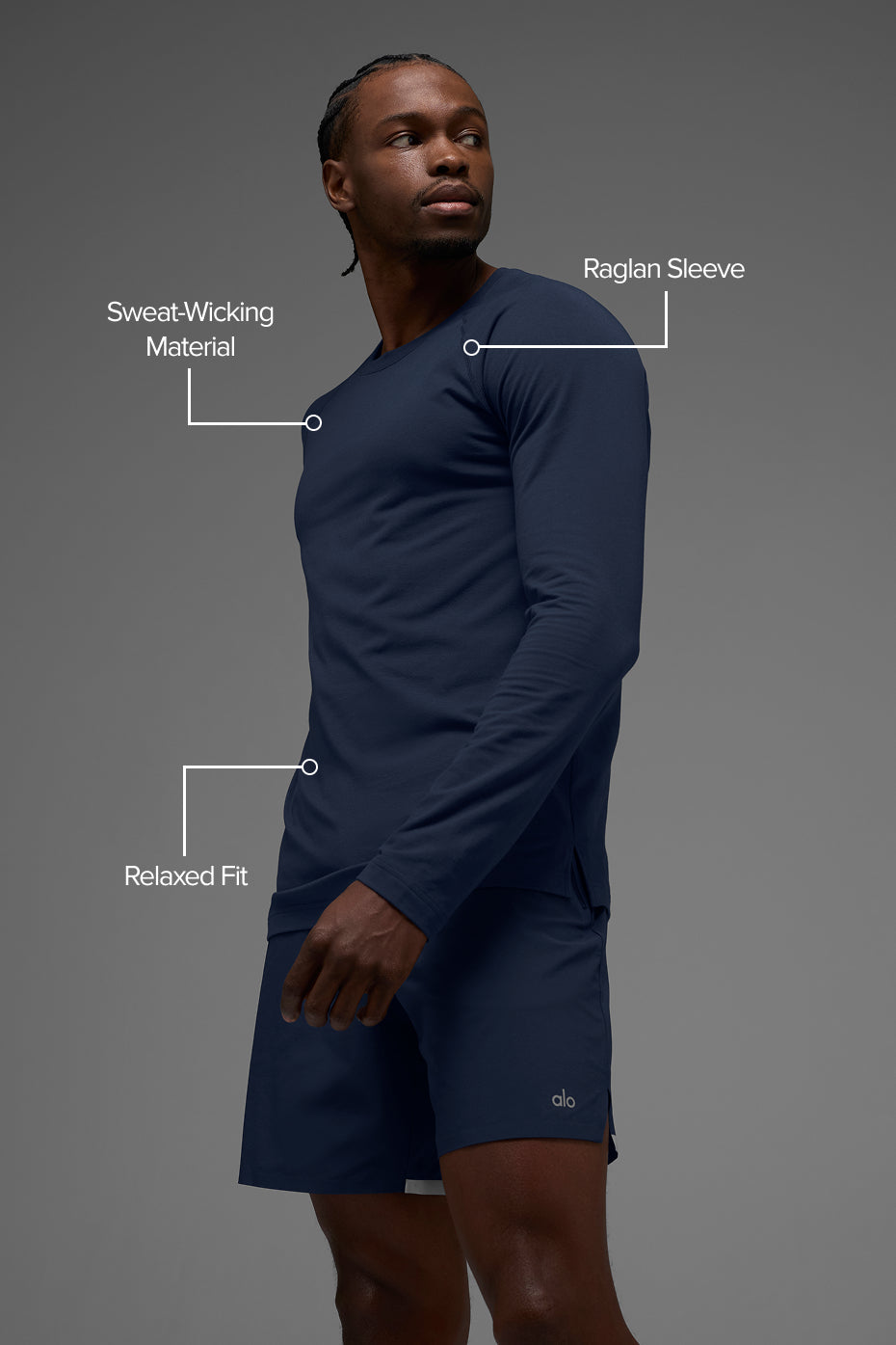 ALO Vapor Crewneck Long Sleeve - Navy image 2