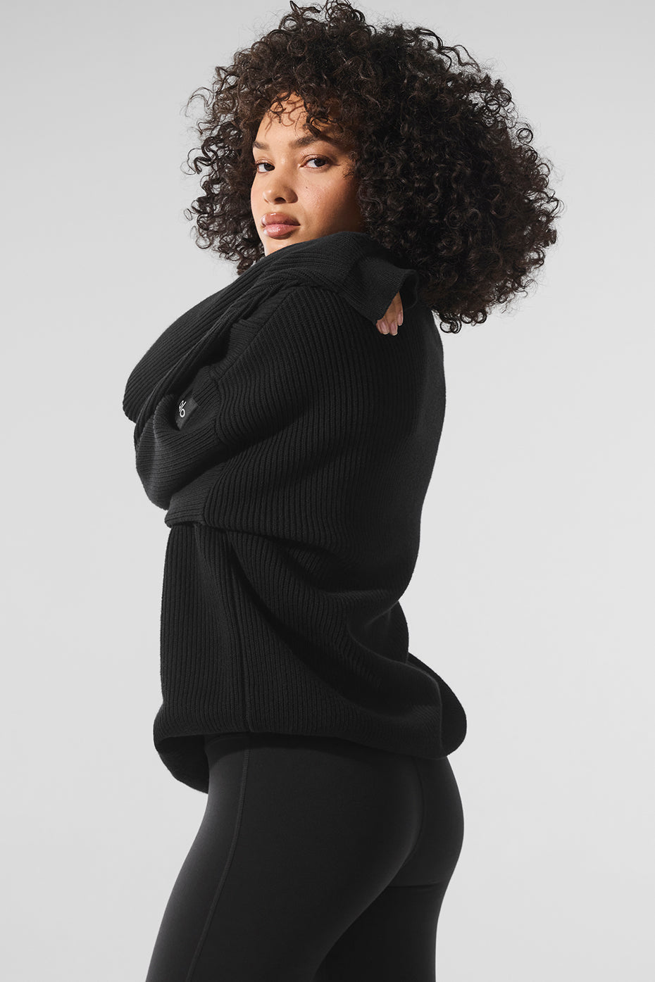 Domain Rib Knit Crew Sweater - Black image 3