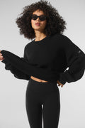 Domain Rib Knit Crew Sweater - Black image 1