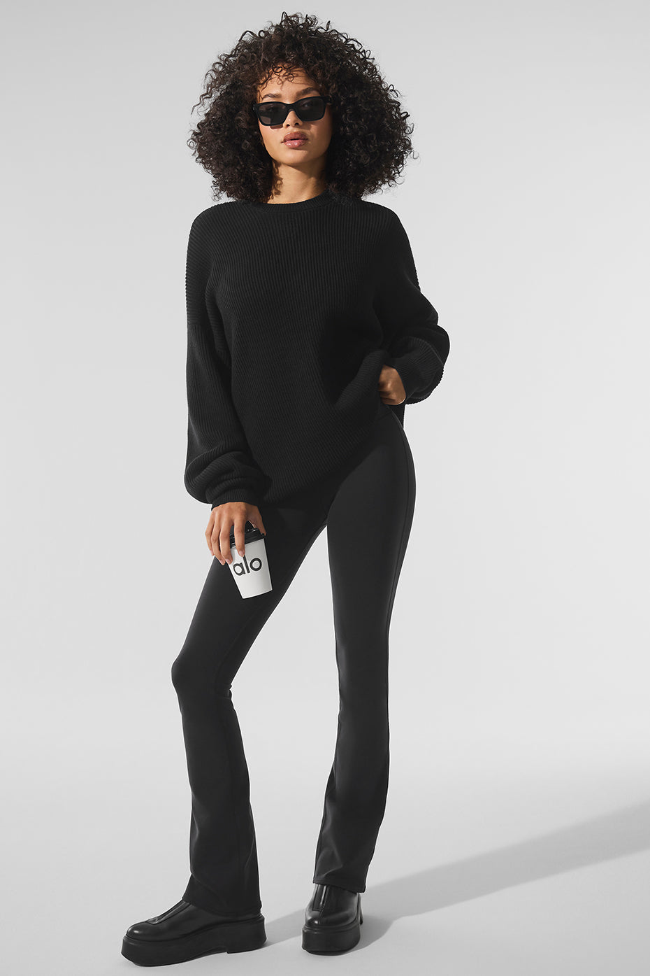 Domain Rib Knit Crew Sweater - Black image 4