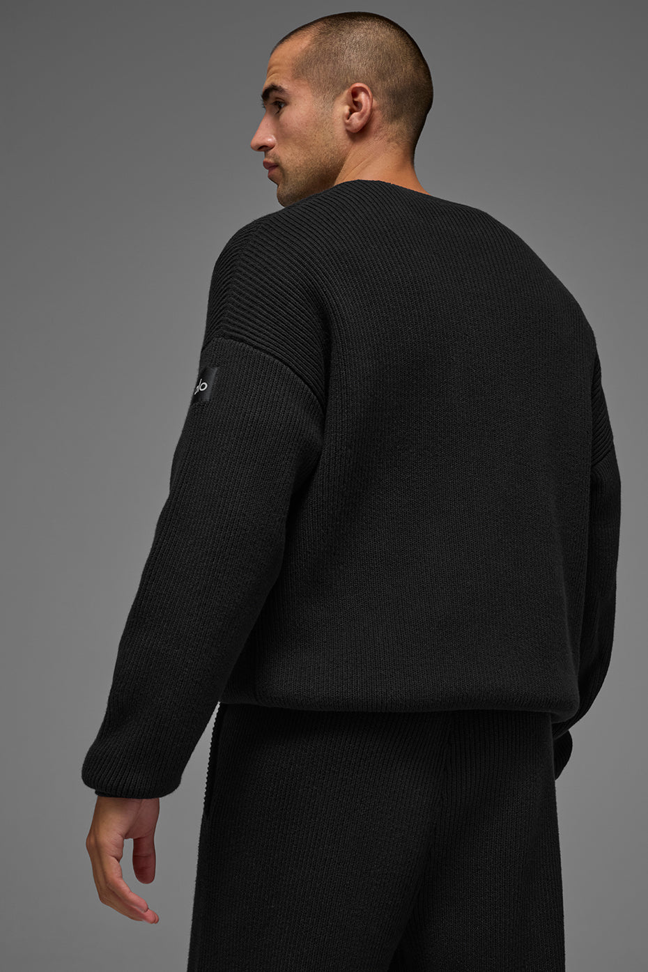 Domain Rib Knit Crew Sweater - Black image 4