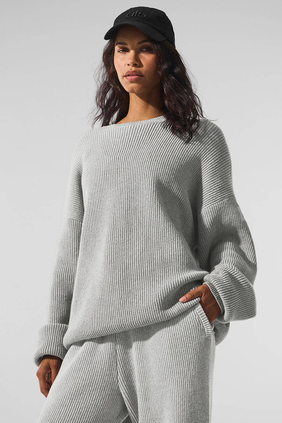 Domain Rib Knit Crew Sweater - Athletic Heather Grey image 1