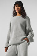 Domain Rib Knit Crew Sweater - Athletic Heather Grey image 1