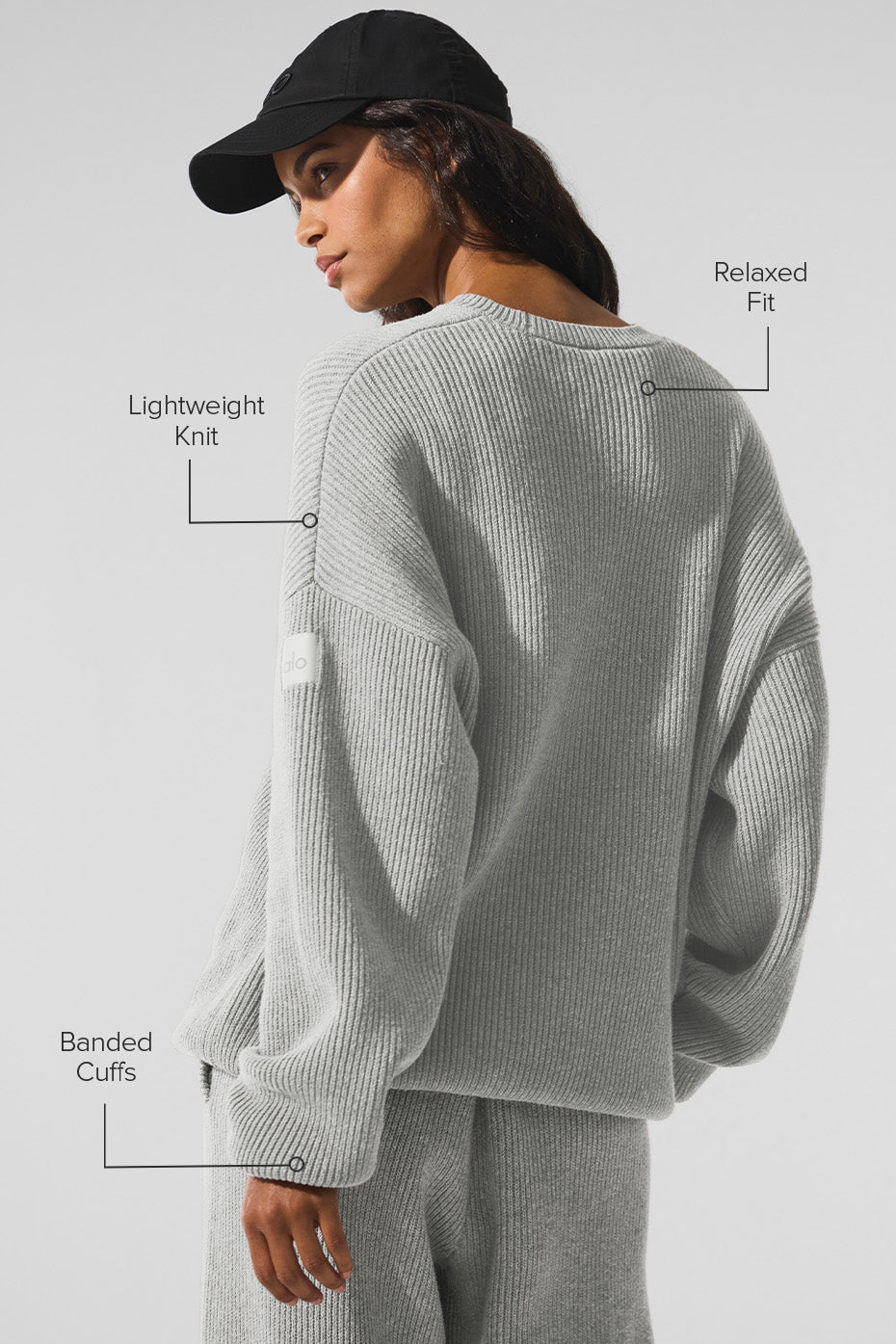 Domain Rib Knit Crew Sweater - Athletic Heather Grey image 2
