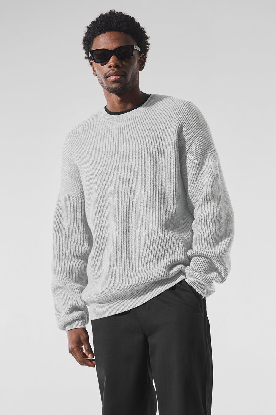Domain Rib Knit Crew Sweater - Athletic Heather Grey image 1