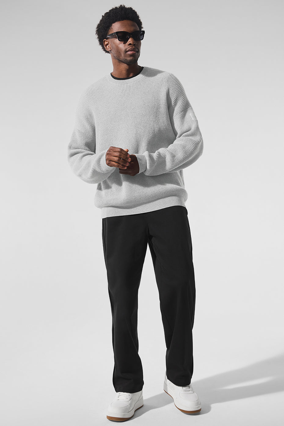 Domain Rib Knit Crew Sweater - Athletic Heather Grey image 4