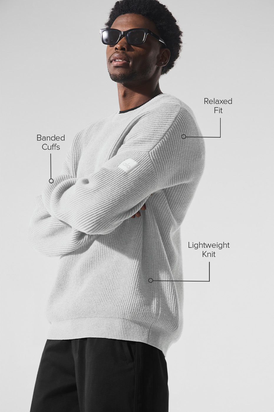 Domain Rib Knit Crew Sweater - Athletic Heather Grey image 2