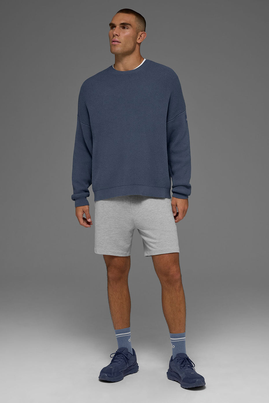 Domain Rib Knit Crew Sweater - Bluestone image 6