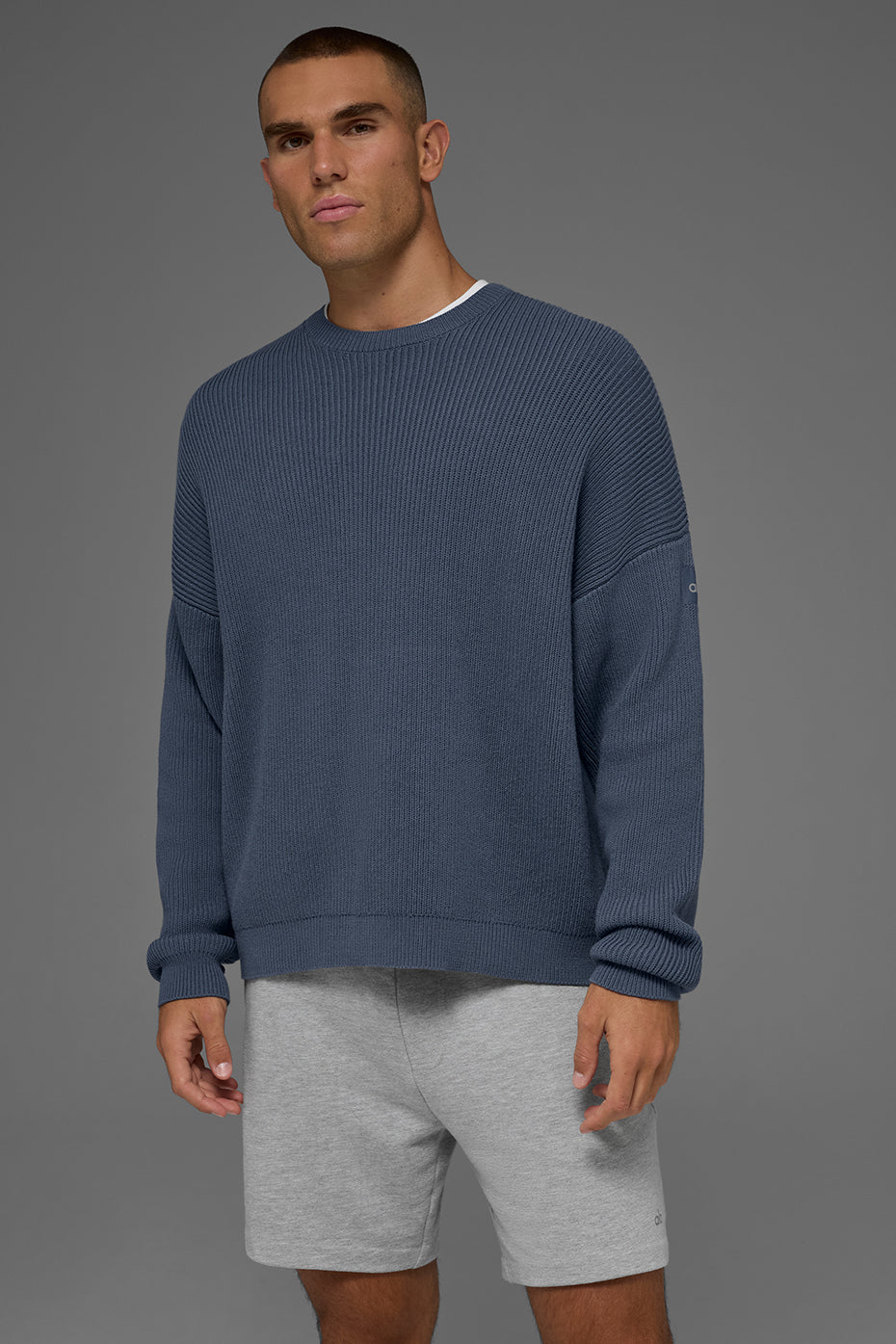Domain Rib Knit Crew Sweater - Bluestone image 3