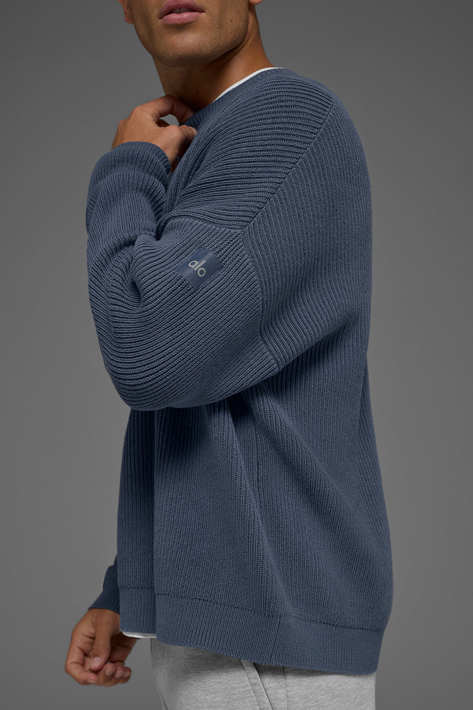 Domain Rib Knit Crew Sweater - Bluestone image 2