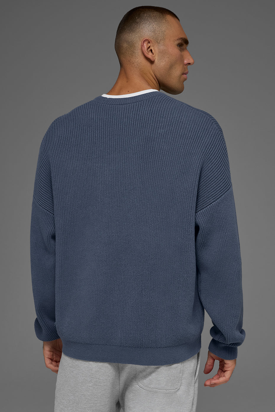 Domain Rib Knit Crew Sweater - Bluestone image 4