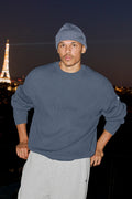 Domain Rib Knit Crew Sweater - Bluestone image 1
