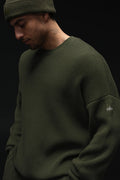 Domain Rib Knit Crew Sweater - Green Olive image 1