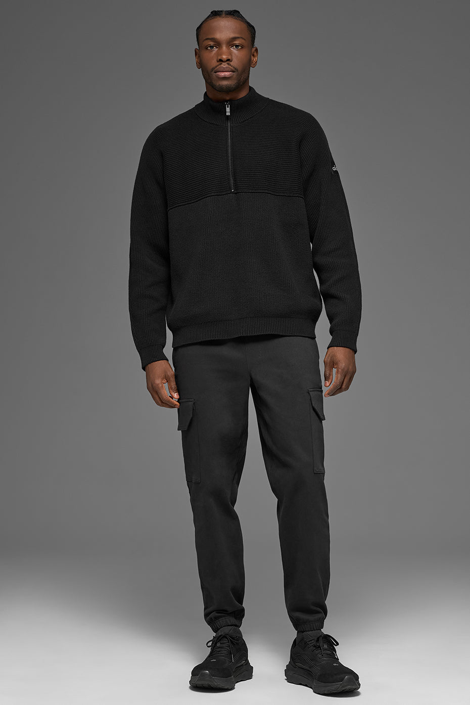 Domain Shift Rib Knit 1/4 Zip Sweater - Black image 5