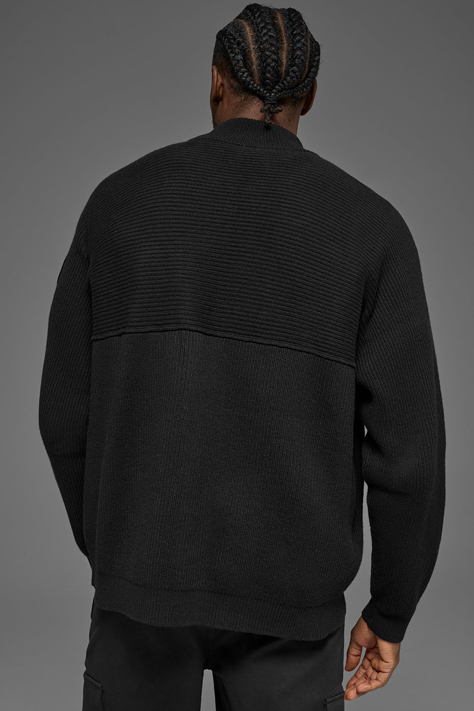 Domain Shift Rib Knit 1/4 Zip Sweater - Black image 4