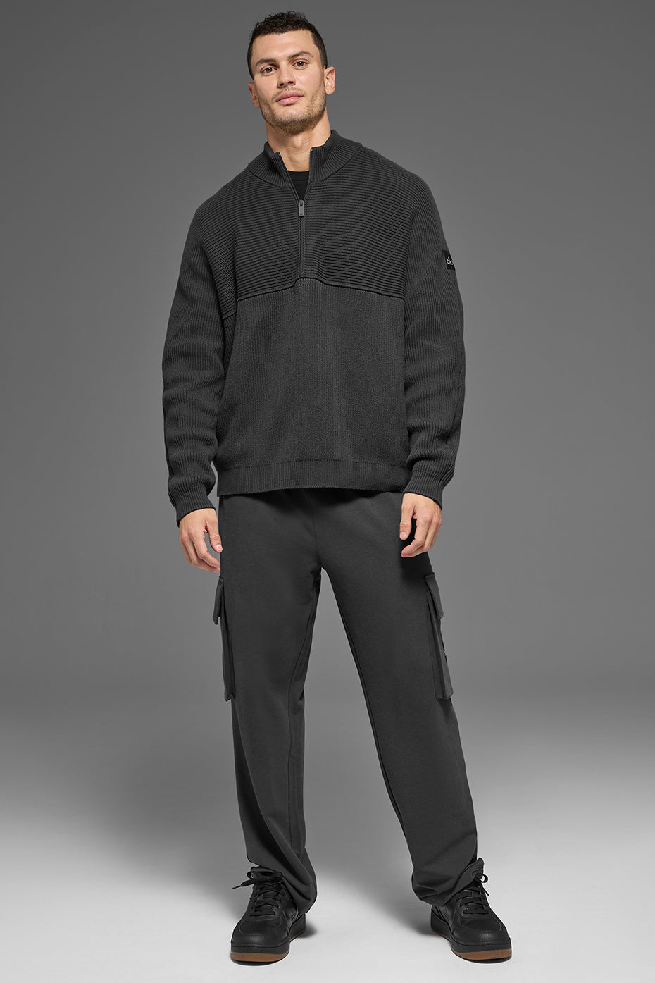 Domain Shift Rib Knit 1/4 Zip Sweater - Anthracite image 6