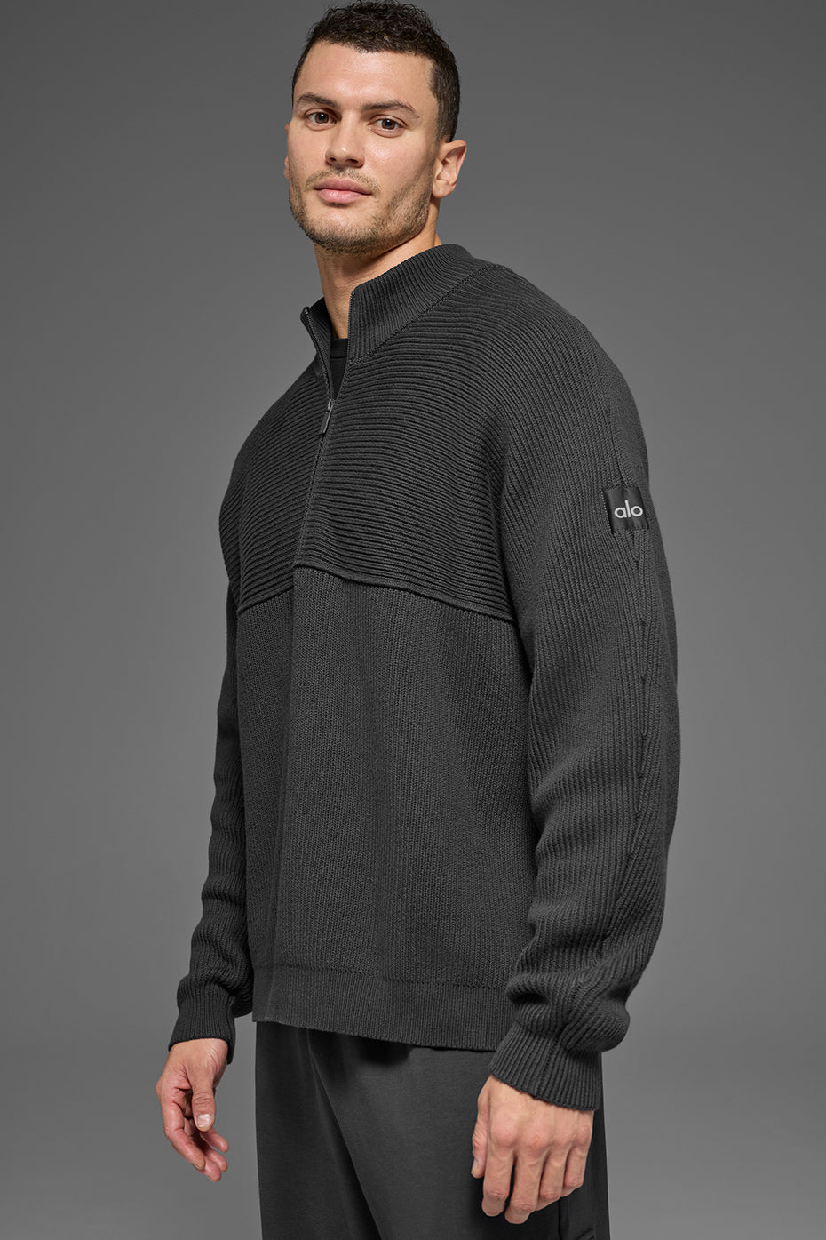 Domain Shift Rib Knit 1/4 Zip Sweater - Anthracite image 3