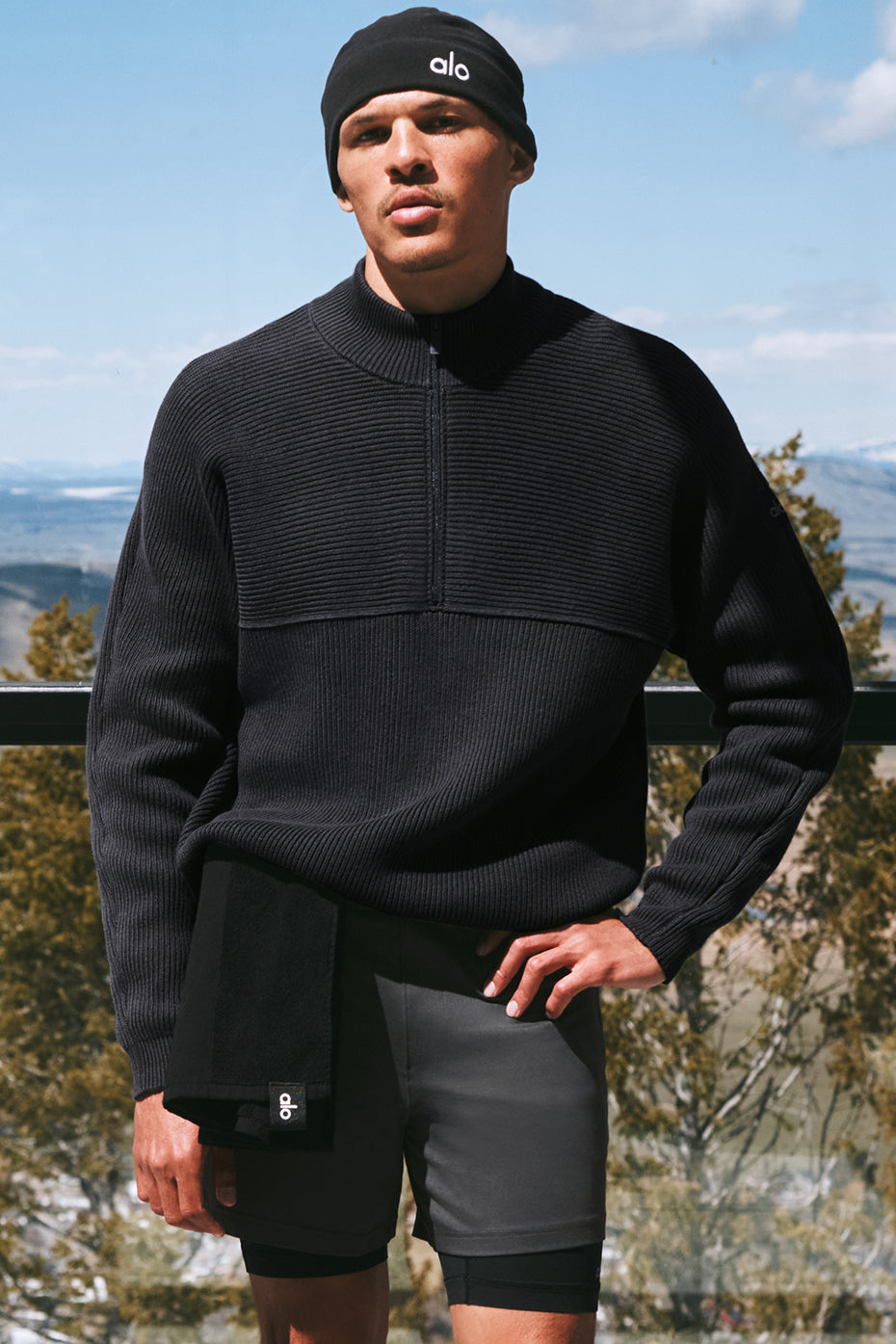 Domain Shift Rib Knit 1/4 Zip Sweater - Anthracite image 1