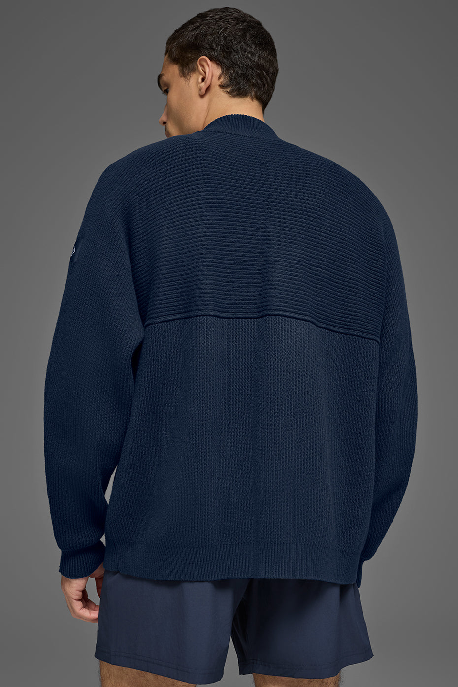 Domain Shift Rib Knit 1/4 Zip Sweater - Navy image 4