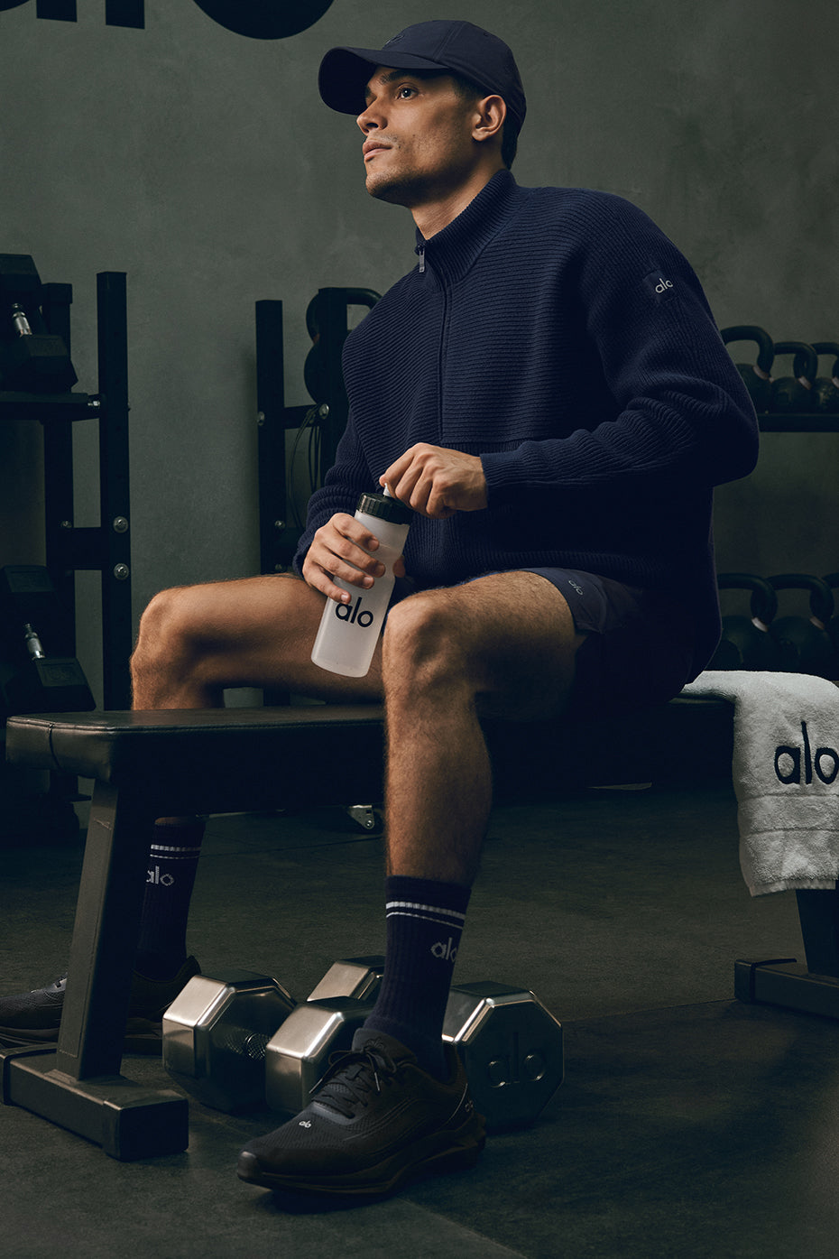 Domain Shift Rib Knit 1/4 Zip Sweater - Navy image 1