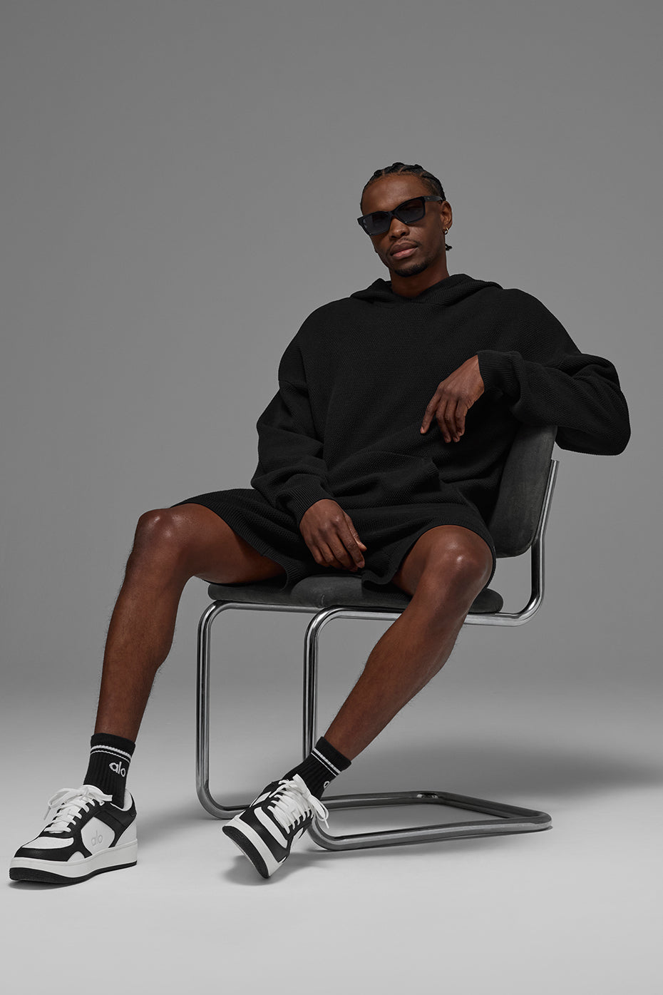 Sports Club Sweater Knit Hoodie - Black image 5
