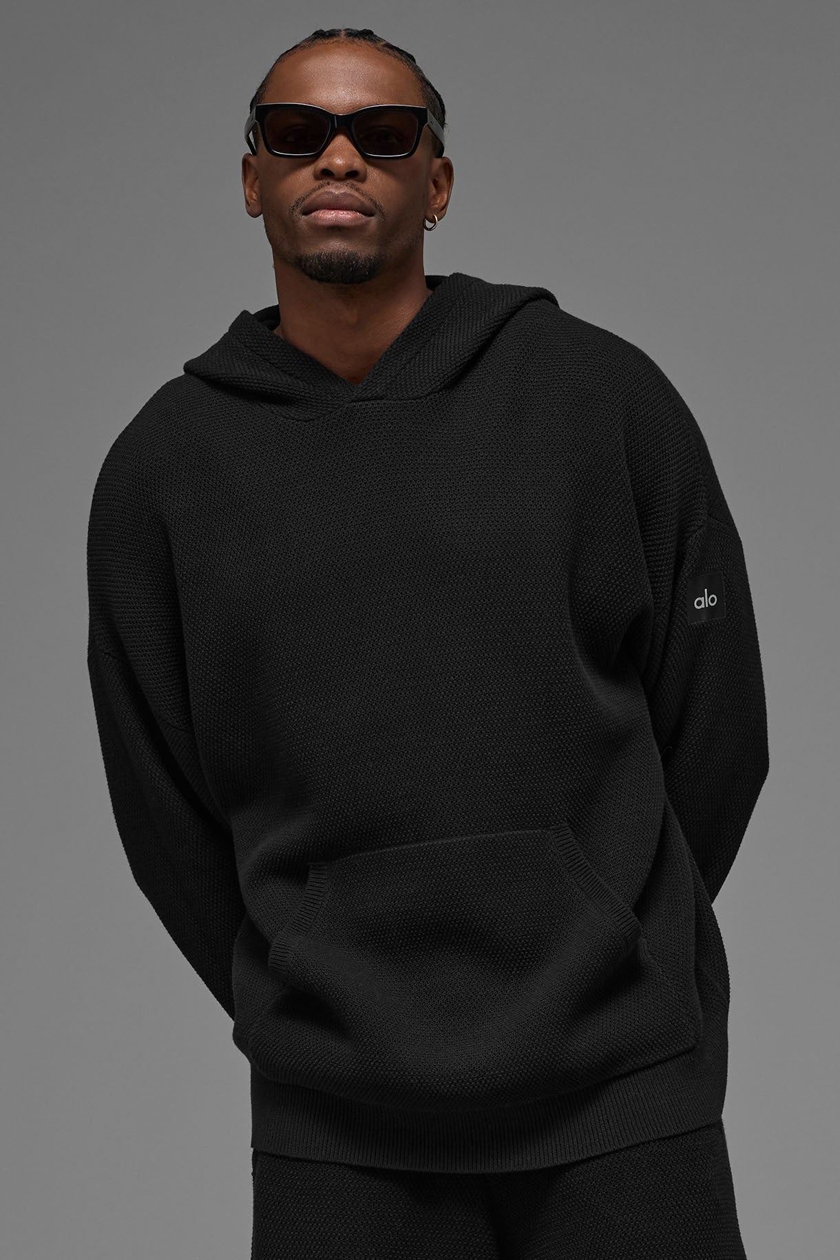 Sports Club Sweater Knit Hoodie - Black image 1
