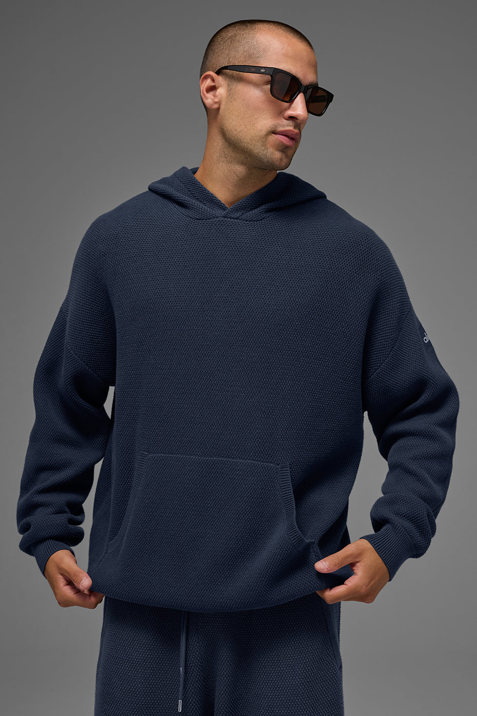 Sports Club Sweater Knit Hoodie - Navy image 1
