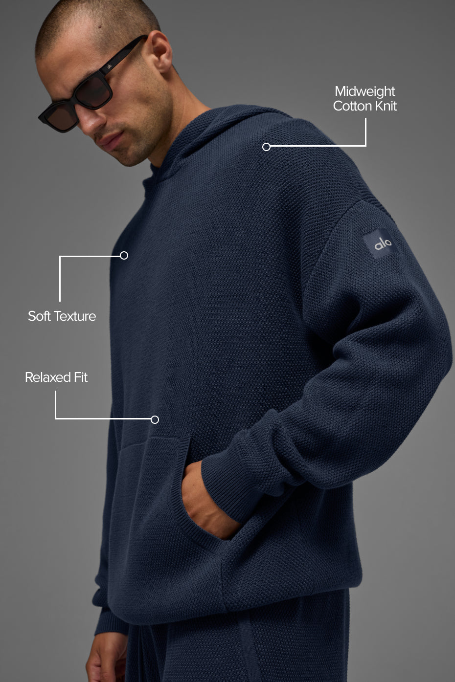 Sports Club Sweater Knit Hoodie - Navy image 2