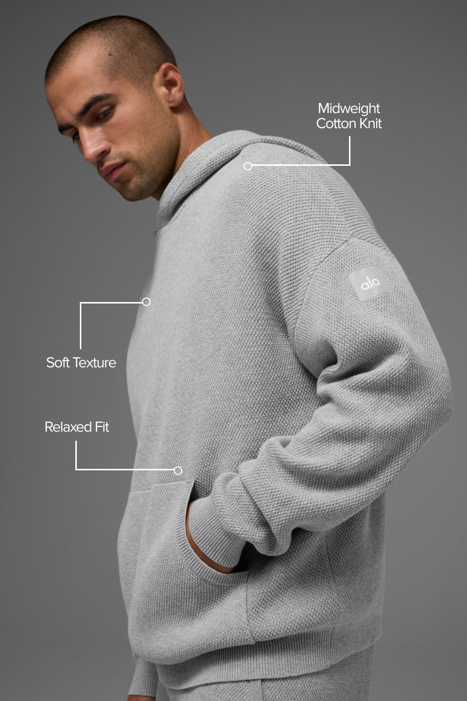 Sports Club Sweater Knit Hoodie - Athletic Heather Grey image 2