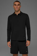 Double Take Long Sleeve Polo - Black image 1