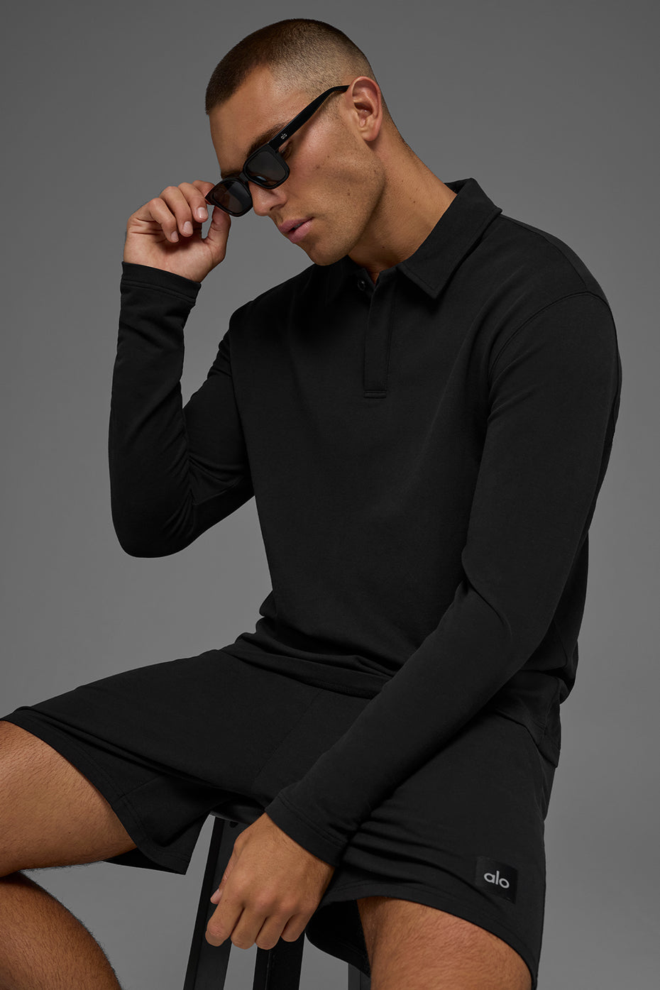 Double Take Long Sleeve Polo - Black image 4