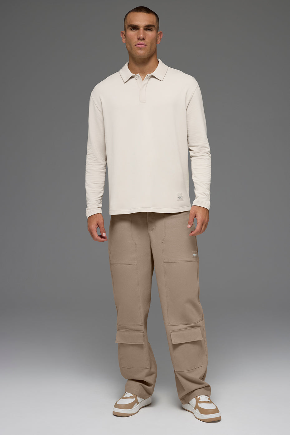 Double Take Long Sleeve Polo - Bone image 6