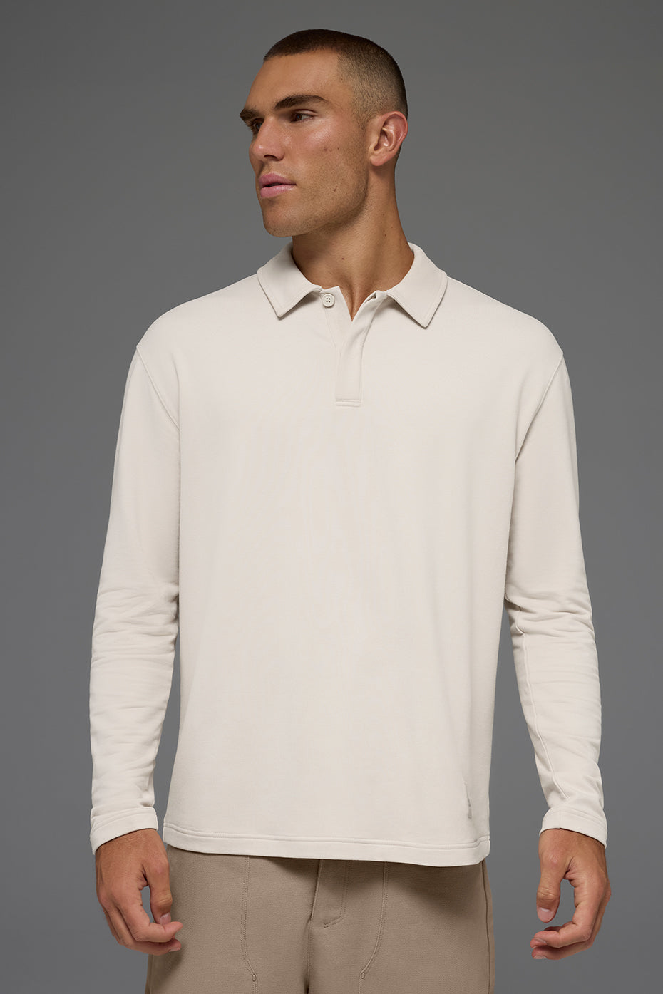Double Take Long Sleeve Polo - Bone image 4